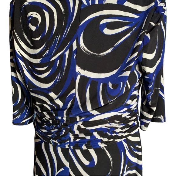Evan Picone Women's Blue Black Swirl Print Elbow-Length Midi Dress Size 10 - Picture 6 of 8